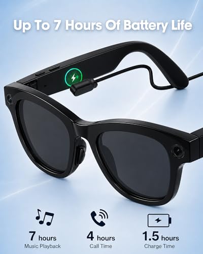 Image of Coucur AI Smart Glasses with Camera, Recording Glasses for Men Women | 1080P EIS Video, 8MP Camera, Object Recognition, Voice Help, 139+ Translation,Open-Ear Audio,IP65 Splash for Travel&Vlog