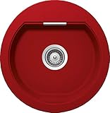 SCHOCK: Die widerstandsfähige Quarzkomposit-Spüle mit den Maßen 48,5 x 50 cm in rot aus dem Premiummaterial CRISTADUR beinhaltet ein elegantes, rundes Spül-Becken ohne Abtropffläche