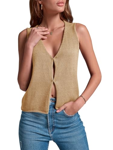 Image of BZB Sweater Vest Women 2025 Summer Basic Tank Tops Crochet Knit Vests Sexy Sweater Sleeveless Vest Top