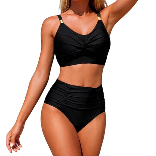Bikini taille haute femme maillot de bain deux pièces vacances plage