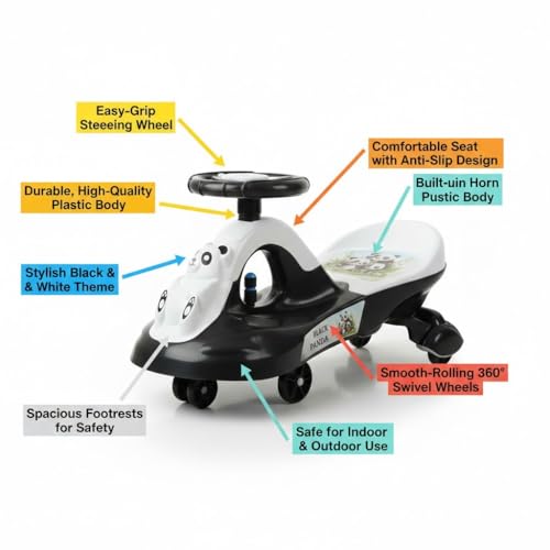 Image of Panda-Theme Gravity Rider, Black and White Tricycle, Kids Ride-On Toy, Toddler Balance Bike with Animal Design