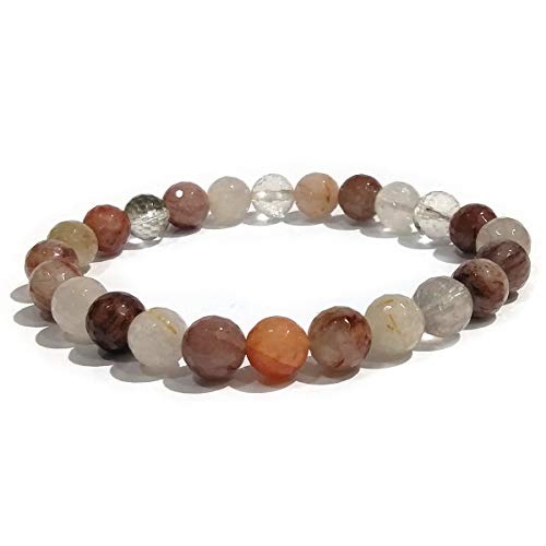 Image of Reiki Crystal Products Natural Crystal Stone 8 mm Faceted Diamond Cut Beads Bracelet for Men & Women | Reiki Charged Gemstone Bracelet | Multiple Stone Variants Available
