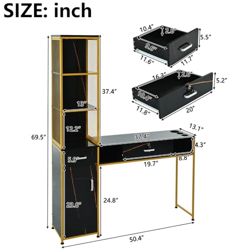 Barber-Salon-Station-for-Hair-Stylist-Beauty-Salon-Station-with-Lockable-Drawer-Set-Beauty-Spa-Furniture-Set-Left-Shelf-and-Storage-Cabinet-Beauty-Spa-Equipment-Black