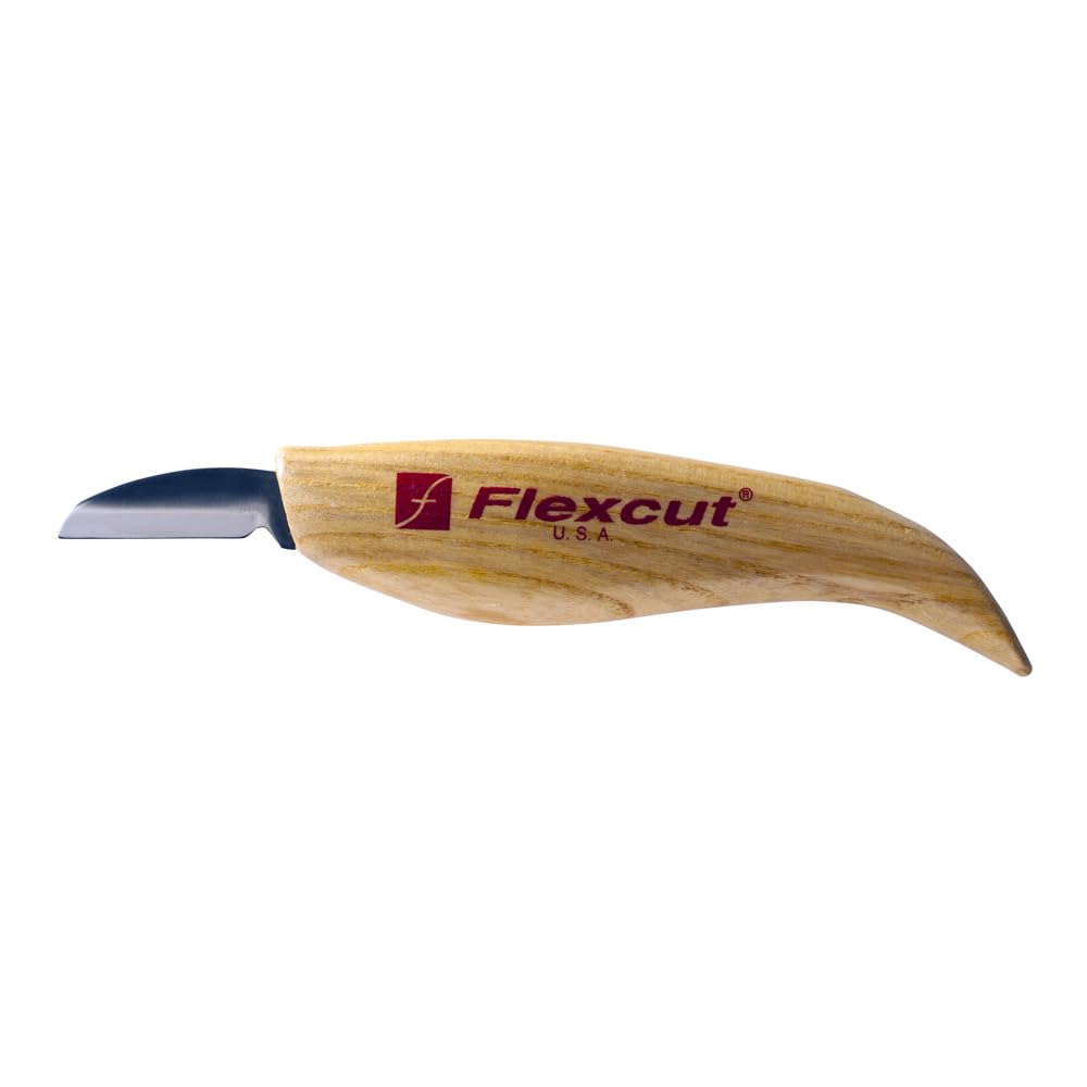 FLEXCUT Wood Carving Tools | Cutting Knife | 1095 High Carbon Steel Blade| Ergonomic Ash Wood Handle| 1-1/4 inch Blade Bevel Length | KN12 | Made in the U.S.A
