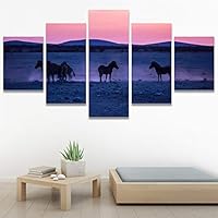 SIGNWIN 5 Panel Canvas Wall Art Animals Expressionism Group Modern Artwork for Home Decorations Ready to Hang - 60