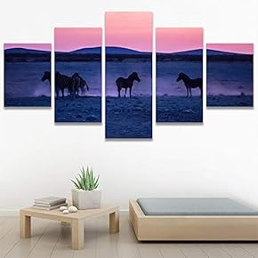SIGNWIN 5 Panel Canvas Wall Art Animals Expressionism...