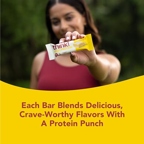 think! Protein Bars, High Protein Snacks, Gluten Free, Sugar Free Energy Bar with Whey Protein Isolate, Lemon Delight, Nutrition Bars without Artificial Sweeteners, 2.1 Oz (30 Count)