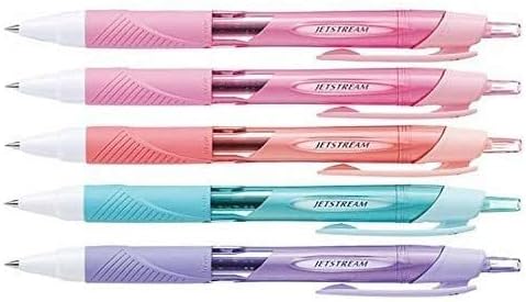 Uni Ball Jetstream Extra Fine & Micro Point Click Retractable Roller Ball Pens Rubber Grip Type 0.38mm - Black Ink - 5 Body Color Value Set