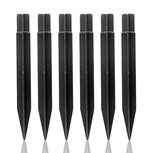 Moicstiy 6 Pcs Solar Light Stakes Replacement, 8.27 Inch Plastic Ground Stakes, Black Pathway Lights...