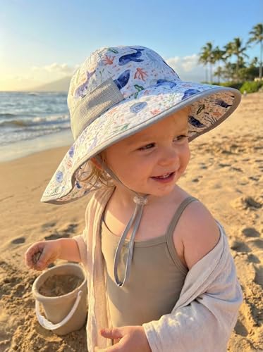 Image of icolor Kids Sun Hat UPF50+ Sun Protection Bucket Hat Toddler Summer Beach Play Hats with Neck Flap for Girl Boy Ages 3~10