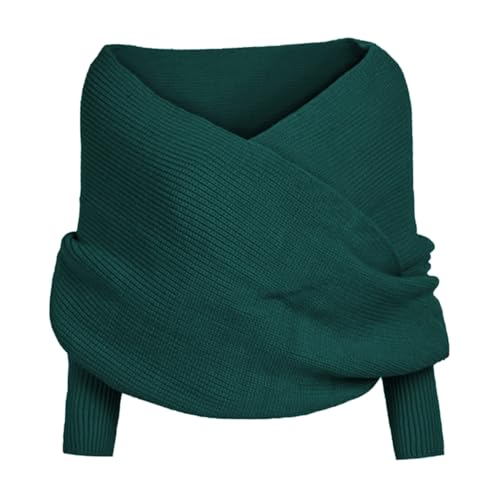 Icegrey Bufandas de Punto de Invierno Cálido Chal de Bufanda con Manga Envuelva Cálido de Invierno Pañuelos Bufandas Abrigo Lana con Mangas para Mujeres, Verde oscuro