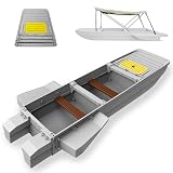 Artigree Fishing Boat, Folding Pontoon Boat, Fits in SUV Trunk - Portable Modular Kayak, Seats 4-6, Motor-Ready, Sturdier Than Inflatable Boats - Ideal for Tour, Recreation (Ultra, Gray + Bimini Top)