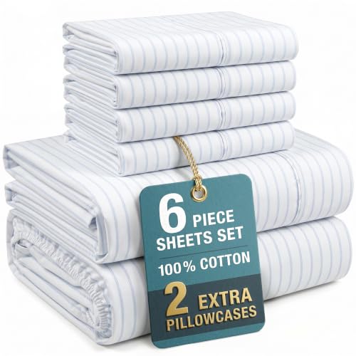 Casa Platino Full Size Bed Sheets– Crisp & Cool Percale Weave 100% Cotton Bed Sheets Full Size with 4 Pillowcases, 15" Deep Pocket Fitted Sheet, Long-Lasting for Cozy Sleep in All Seasons – Skylure