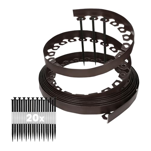 GARDENIX Flexible Rasenkante Kunststoff - Wetterbeständige Rasenabgrenzung Beeteinfassung Rund - Blumenbeet Umrandung - Braun, 10 m, 20 Erdanker, 4 cm Höhe GARDENIX Flexible Rasenkante Kunststoff - Wetterbeständige Rasenabgrenzung Beeteinfassung Rund - Blumenbeet Umrandung - Braun, 10 m, 20 Erdanker, 4 cm Höhe