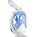 Vaincre 180°Full Face Snorkel Mask with Panoramic View Anti-Fog, Anti-Leak with Adjustable Head Straps with longer Snorkeling Tube Larger Area (White with movable mount, S/M)