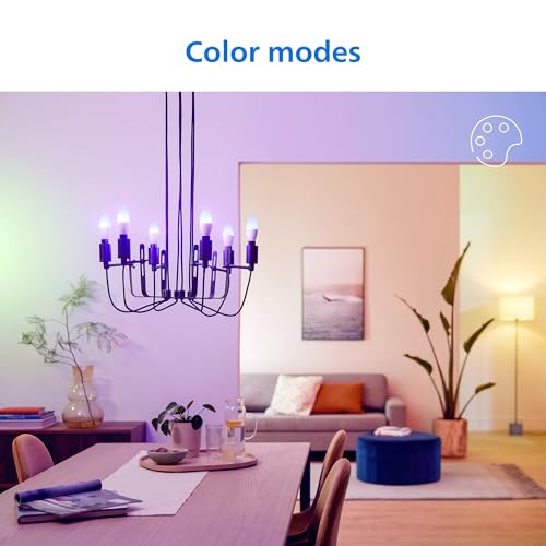 Image of PHILIPS Smart 40W B12 Color LED Smart Candle-Shaped Bulb 4-Pack- E12- Indoor - Connects to Your Existing Wi-Fi - Control with Voice or App + Activate with Motion - Matter Compatible