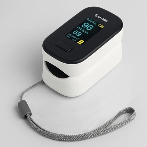 Image of Dr. Odin OPO 103 Fully Automatic Pulse Oximeter for SpO₂ & Pulse Rate Monitoring with Dual-Color 360 Rotating Display, Perfusion Index, Respiratory Rate Indicator & Auto Shut-Off (White)