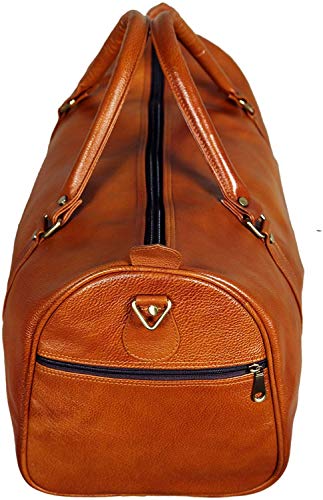 Image of RICHSIGN Leather Accessories 24 litres Duffle Bags for Men Travel, (TAN)-(Weight-1 KG /1000 GR)(Dimension = H- 12 x L- 20 x W- 8 Inch)