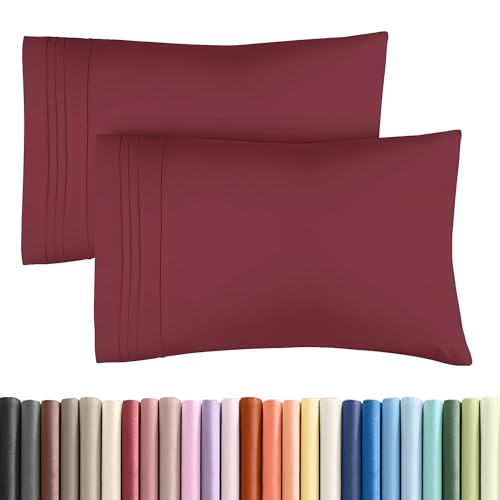 King Pillow Cases Set of 2 - Ultra Soft Hotel Quality Pillowcase Covers - Comfy, Cozy & Wrinkle Free - Shrinkage, Stain and Fade Resistant - Machine Washable Pillow Protectors - 2 Piece Set - Burgundy