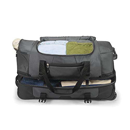 High Sierra Fairlead 22 Inch Drop Bottom Portable Wheeled Rolling Polyester Duffel Travel Bag with Recessed Telescoping Handle, Mercury