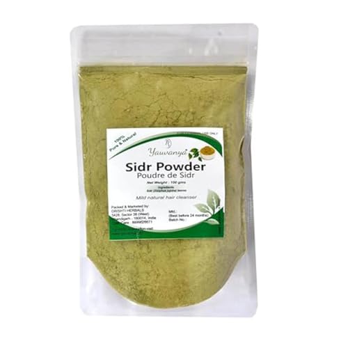 Yauvanya Sidr(Ziziphus jujuba) Puder, 100 % natürlich, mildes Haarreiniger, Sidr(Ber) Blätter für die Haarpflege, 100 g, Qasil-Blätter