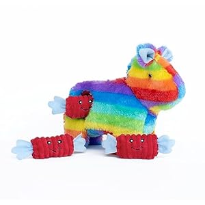 ZippyPaws Burrow – Candy & Piñata Dog Burrow, Rainbow Dog Toy With Squeakers, Plush Dog Toys for Aggressive Chewers, Summer Dog Toys, Rainbow Dog Pride Accessories