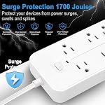 Flat Plug Exetnsion Cord, Power Bars with Surge Protector, Power Strip with 4 USB Ports(1 USB C), Wall Mount for Home Office College Dorm Room Essentials