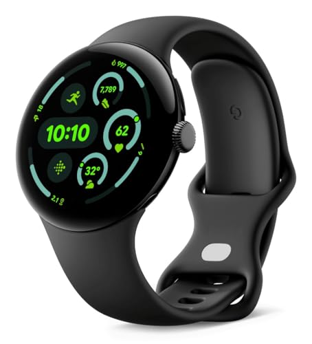 Image of Google Pixel Watch 3 (45 mm) - Android smartwatch with heart rate tracking, advanced running from Fitbit, fitness insights, 24-hour battery - Matte Black Aluminium Case - Obsidian band - LTE