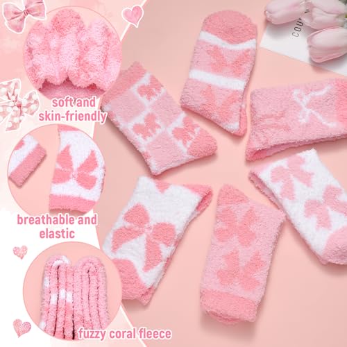 Image of Skicuff 6 Pairs Women Fuzzy Socks Bulk Slipper Warm Sleeping Crew Socks for Women Men Microfiber Soft Holiday Teacher Gifts