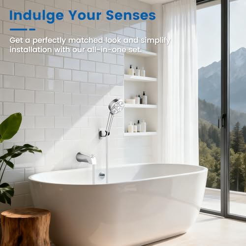Teviora Bathtub Faucet with Filtered Handheld Shower Head, 6 Spray Modes from Rain to Powder, Tub Spout with Diverter,79" Extra Long Hose, High Pressure Bath Tub Faucet with Sprayer Attachment(Chrome) by TEVIORA - Used condition - Image 2