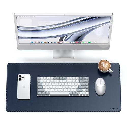 Satechi Vegan Leather Desk Mat Large Mouse Pad Scratch and Water Resistant Easy to Clean Desk Pad for Office and Home 68 cm x 31.5 cm x 0.3 cm Blue