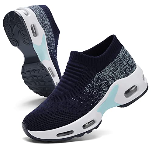 Mesh Sneakers for Women - Non Slip, Slip On, Sock Sneakers - Light Weight, Air Cushion Running, Work Shoes