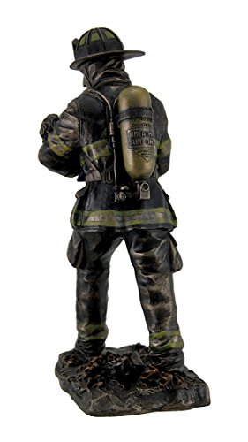 Estatua de Bombero cargando niño bronce 11 pulgadas miniatura 4