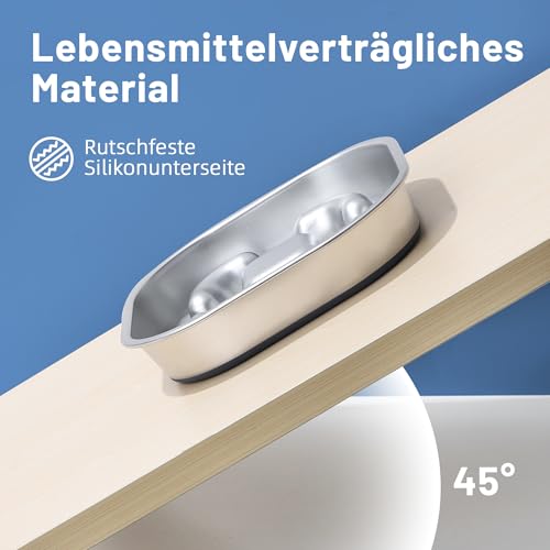 Nayelf Anti Schling Napf Hund aus 304 Edelstahl, Antischlingnapf Hunde mit Silikonboden, Futternapf Hund aus Metall für kleine und mittelgroße Hunde