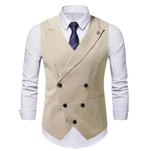 Men’S British Style Double-Breasted Designer Vest Slim Fit Gentleman Waistcoat For Luxury Groom Wedding Gilet