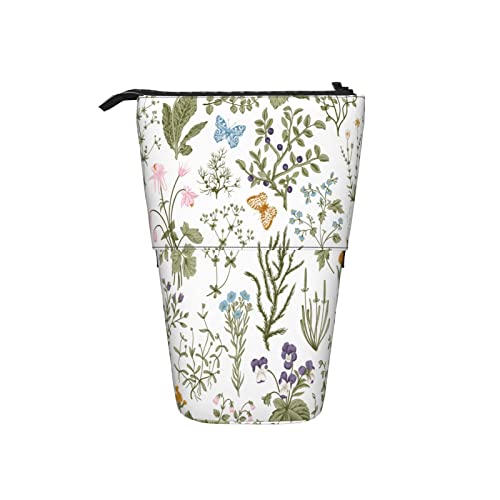 Astuccio con foglie verdi fiori arancioni dente di leone farfalla astuccio telescopico per cancelleria per studenti per Multicolore Taglia leggero viola