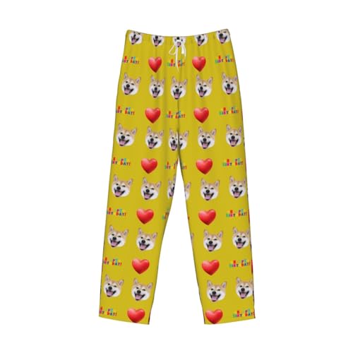 Personalized Pajamas Pants Birthday Gifts with Photo for Mens, Custom Happy Birthday Pj Bottoms Dog Pet Face for Women Husband 7