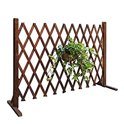 Valla de jardín extensible decorativa de madera para exteriores con puerta retráctil, color marrón (180 x 70 cm)