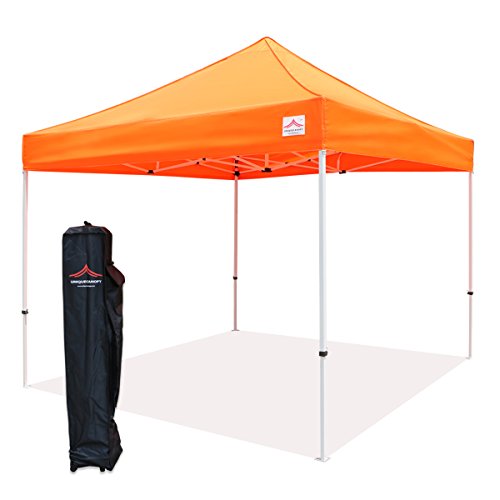 UNIQUECANOPY 10'x10' Ez Pop Up Canopy Tent Commercial Instant Shelter, with Heavy Duty Roller Bag, 10x10 FT Orange