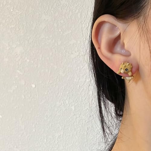 Cute Cartoon Dinosaur Bite Stud Earrings,Funny Small Animals Jacket Statement Earrings,Charming Green Halloween Personalized Earrings for Dinosaur Fans3
