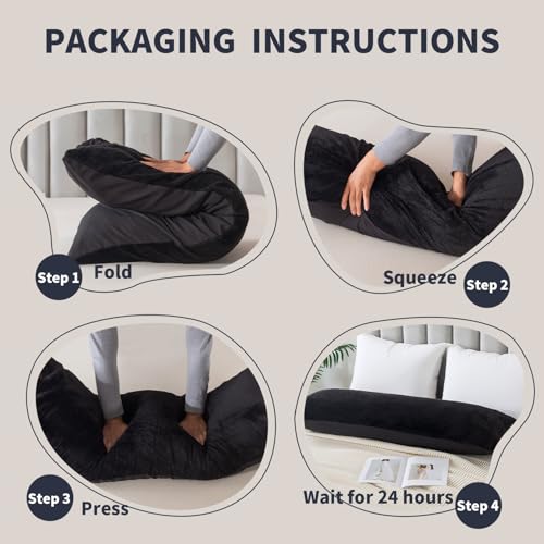 WhatsBedding Memory Foam Body Pillow with Plush Fuzzy Cover, Full Body Pillow for Adults, Long Pillow for Sleeping, Soft Pillow Fluffy Supportive
