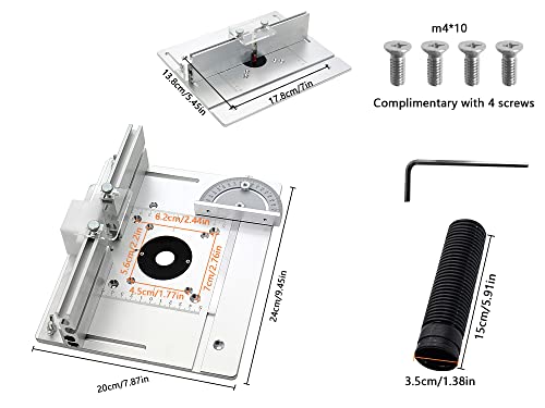 Aluminum Alloy Small Router Table Insert Plate, High -Precision Woodworking Router Plate In Size Of 7.87In × 9.45In, Cnc Laser Engraving Router Table Top With Transparent Dustboard, Silver #TOP1