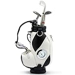 TRIXES Golf Bag Novelty Pen Holder with Golf Club Pens and Clock for Him- Office Accessory- Decoration Golf Novelty Gift Set - Holder and Pens