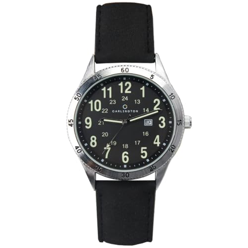 Image of Carlington Aristocrat Series Analog Date Watches for Men with Premium Leather Strap - CT 1076