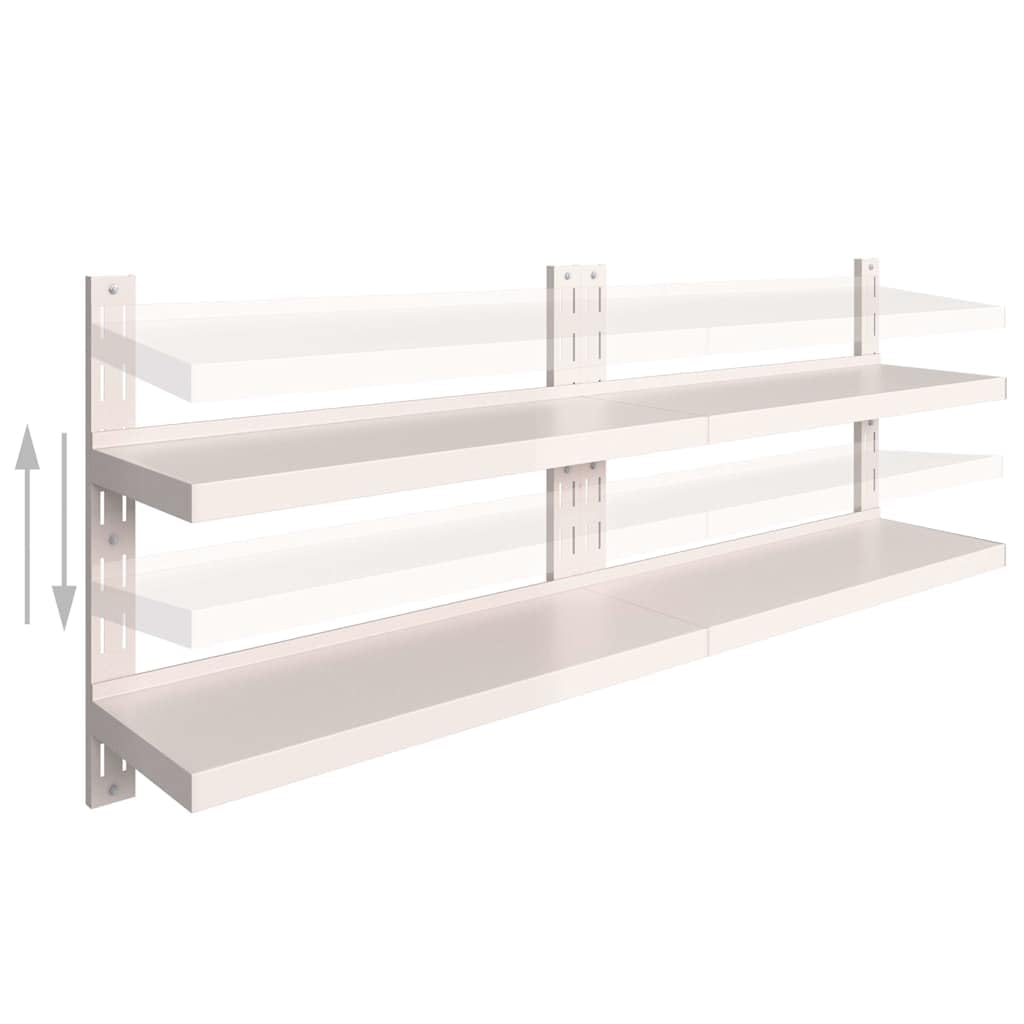 Set di 2 mensole da parete in acciaio inox, 2 ripiani, 200 x 30