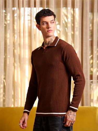 Image of Kvetoo Full Sleeve Winter Wear Woolen Collar Polo Sweater for Men