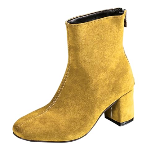 Bottes courtes grande taille d'hiver confortables avec fermeture éclair et talon moyen