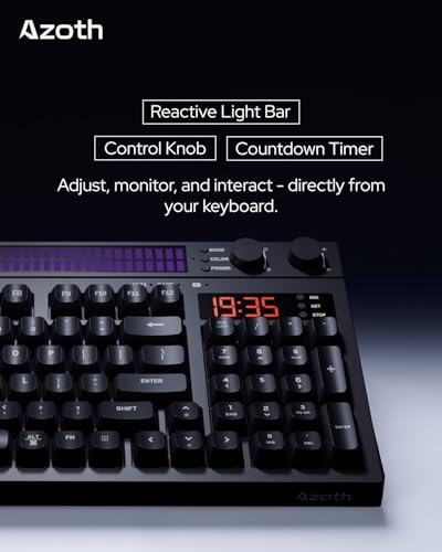 Image of AZOTH Eclipse Black 94 Keys Trimode Gaming Membrane Keyboard, RGB Backlit, Wireless Bluetooth 2.4G & Wired, 2 Knobs, Rhythm Light, Volume & Brightness Control, for PC Mac Laptop, 2000mAh Battery