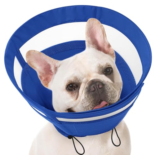 Image of SAWMONG Soft Cone for Dogs - Medium Dog Recovery Collar, Adjustable E-Collar to Stop Licking After Surgery (M, Blue)