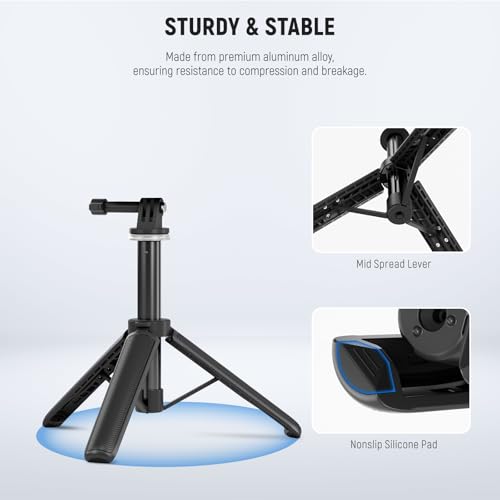 NEEWER Basic Selfie Stick Tripod for DSLR Action Camera Webcam, Mini Vlogging Video Desk Stand Accessories Compatible with GoPro Hero 13 12 Insta360 DJI Osmo Action 5 Pro AKASO EK7000 Brave 4 7, TP46 - image 5